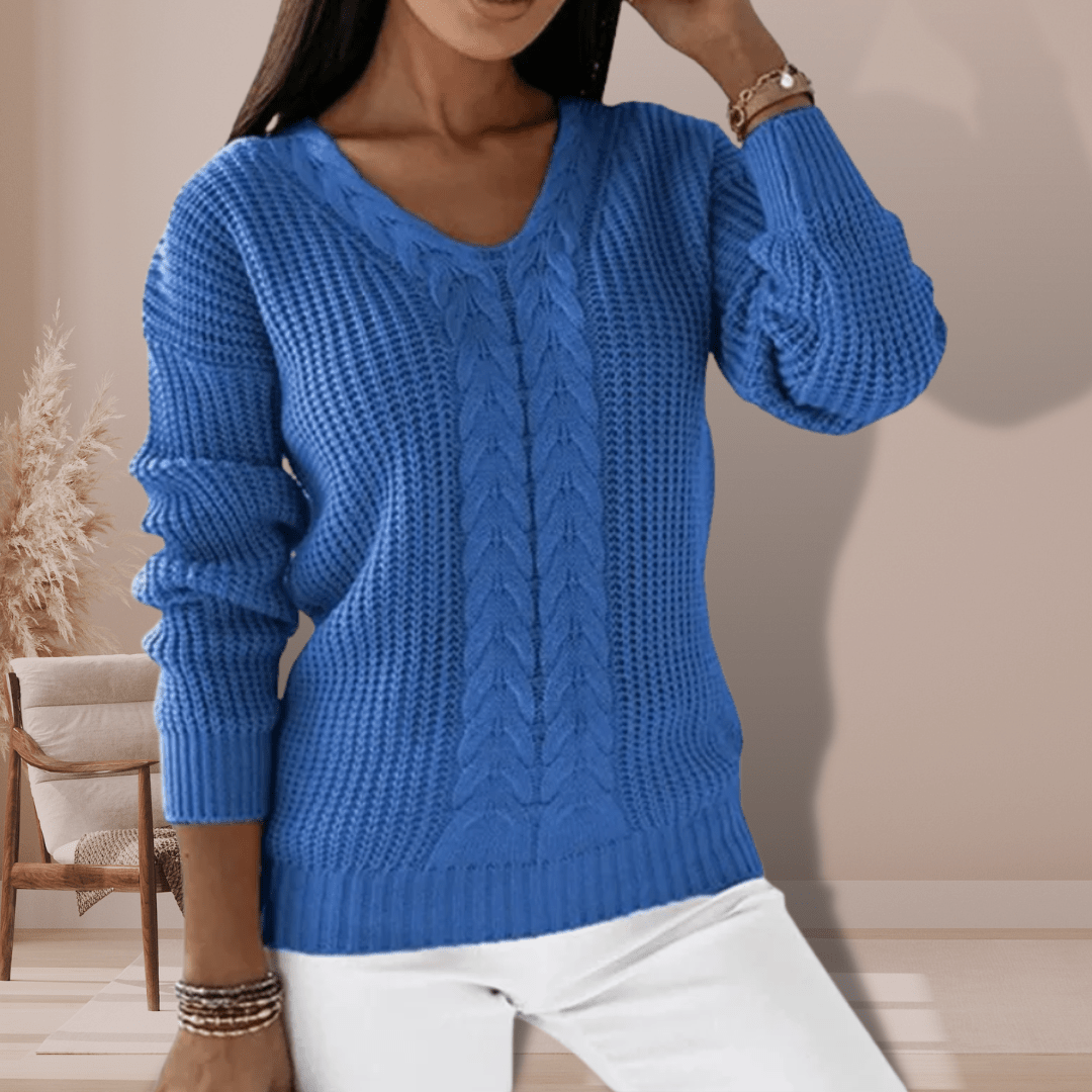 EB | Kabelpullover mit V-Ausschnitt