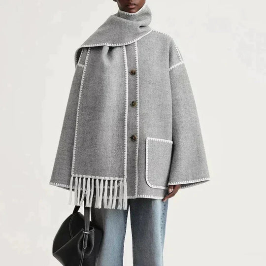 EB | Schal Jacke Aus Wollmischgewebe