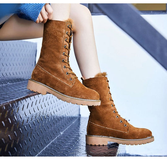 Sena Wildleder Damenstiefel | Qualitätsstiefel mit Schnürung EB