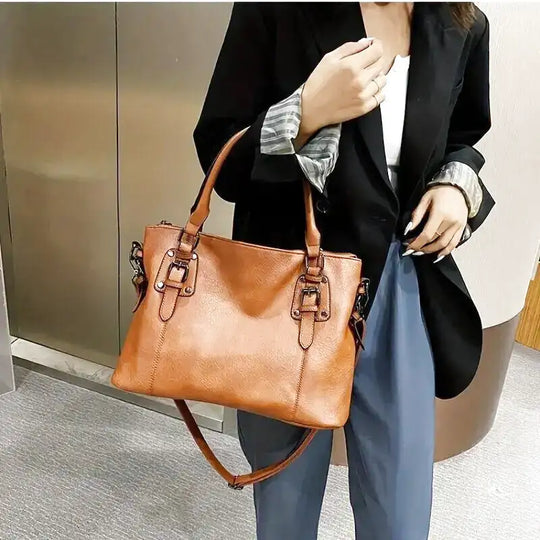 EB – Vintage große Kapazität Handtasche aus weichem Material mit Schulterriemen