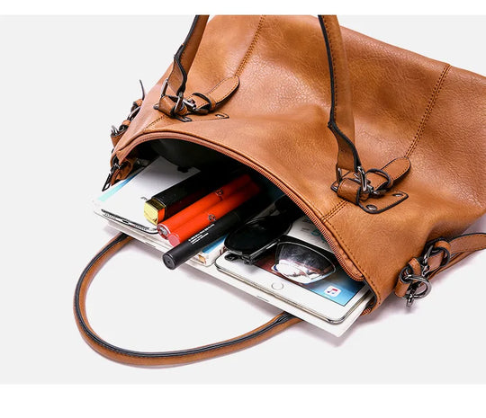 EB – Vintage große Kapazität Handtasche aus weichem Material mit Schulterriemen