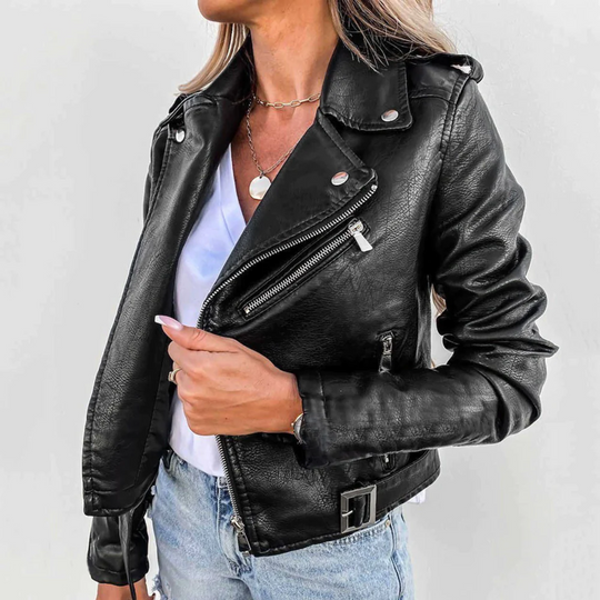 EB | Stylische Gefütterte Lederjacke mit Reißverschluss