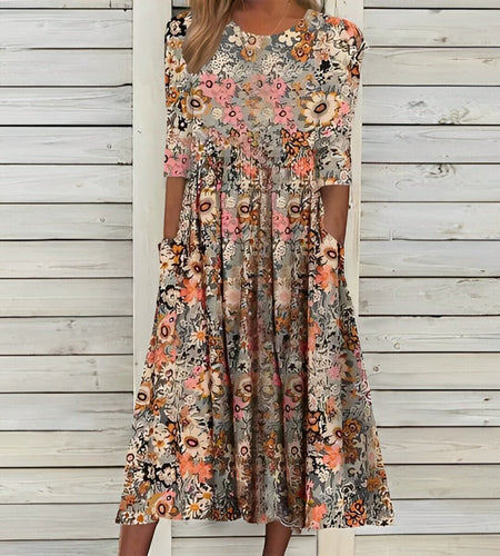 EB | Damen Vintage Floral Kleid Mid