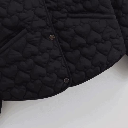 EB | Damen Steppjacke mit Herzen – Leichter Puffer mit Druckknöpfen