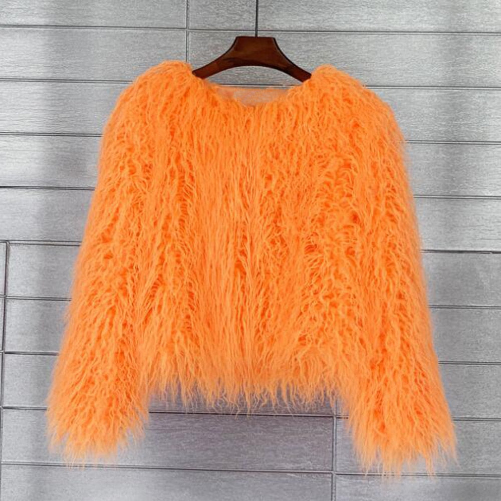 EB | Eleganter Warmer Kunstpelzmantel Für Herbst Und Winter