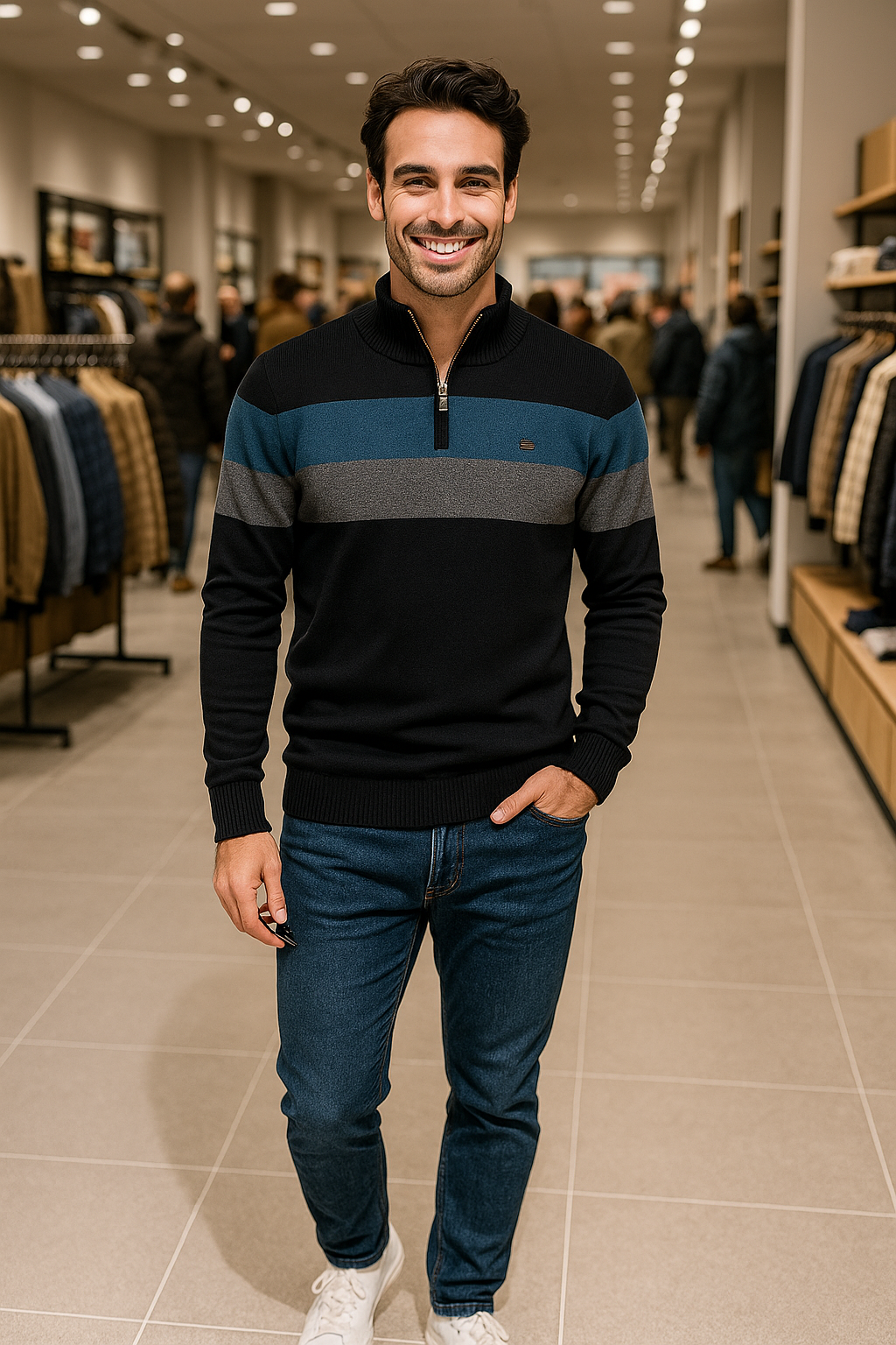 EB | Wärmer Strickpullover mit Reißverschluss für Den Winter