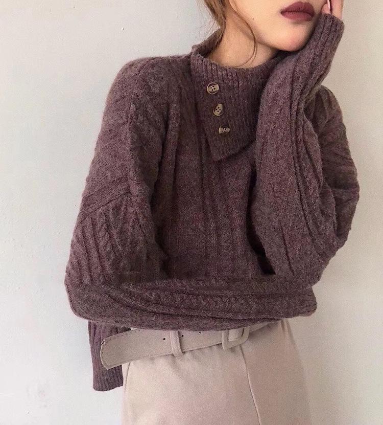 EB | Strickpullover mit Asymmetrischem Kragen Weich und Elegant Zeitloses Design