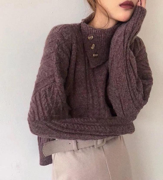 EB | Strickpullover mit Asymmetrischem Kragen Weich und Elegant Zeitloses Design
