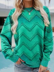 EB | Lässiges Sweatshirt mit Zickzack-muster Weich und Trendy Perfekt für Den Alltag