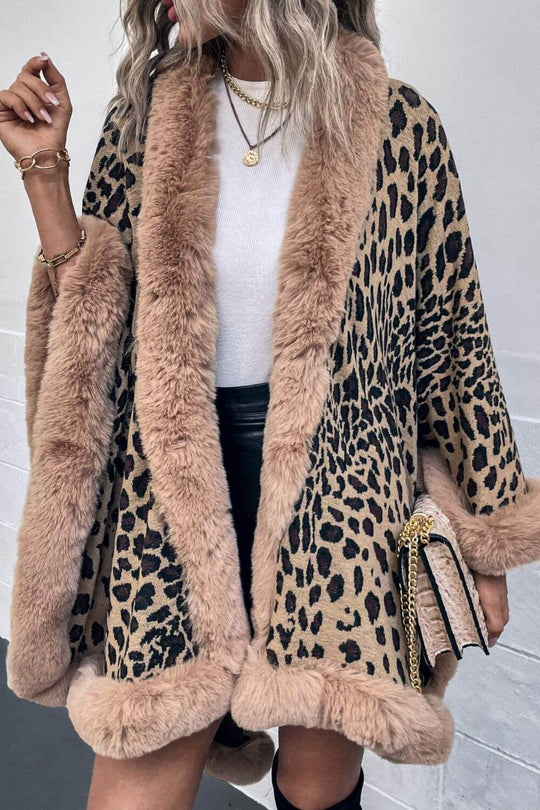 EB | Leopardenmuster Offenes Poncho