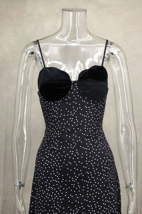 EB | Kontrastfarbenes Kleid mit Polka-Dot-Print