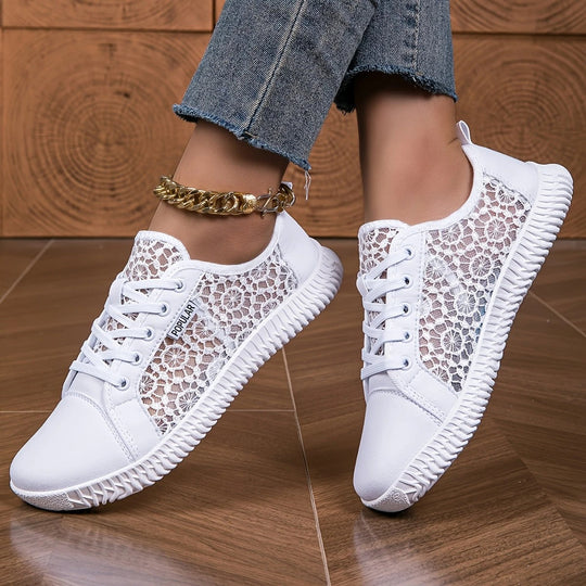 Sneakers mit floraler Spitze und atmungsaktivem Mesh-Futter EB EB