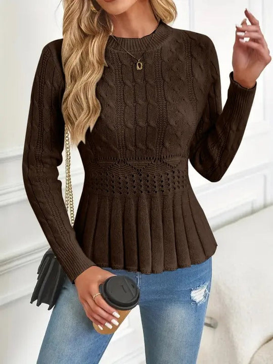 EB | Bequemer Schicker Grobstrickpullover mit Rundhalsausschnitt