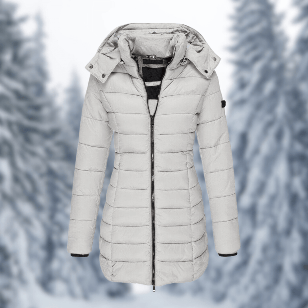 EB | Damen Mittellanger Wintermantel mit Abnehmbarem Kapuze
