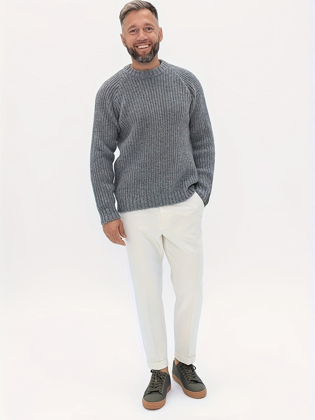 EB | Strickpullover Im Klassischen Design Acryl Komfortabel und Warm