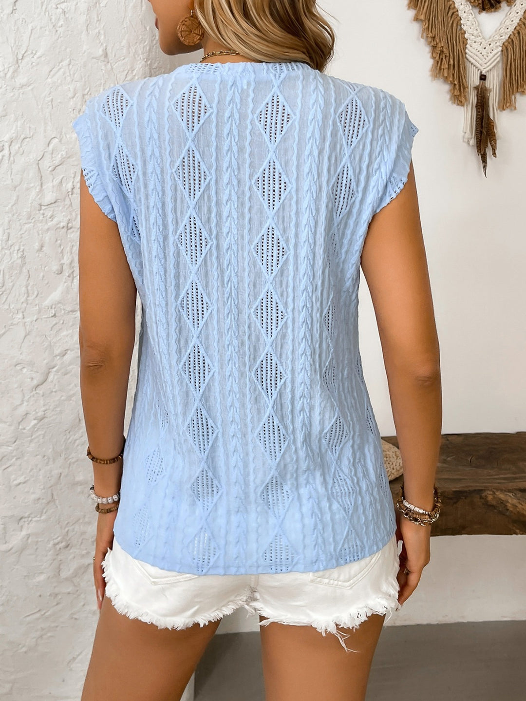 EB | Jacquard T-Shirt mit Rundhalsausschnitt und kurzen Ärmeln