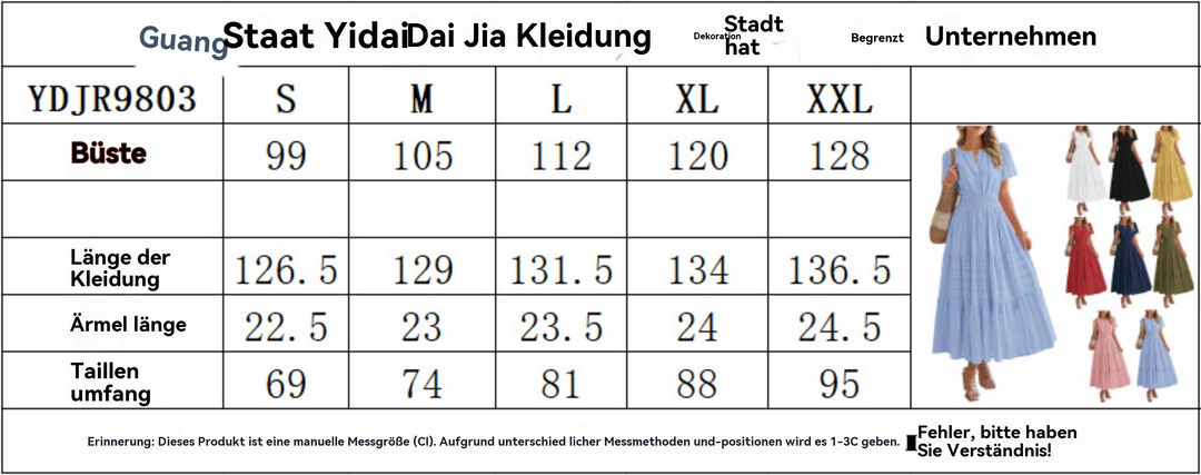 EB | Kleid mit V-Ausschnitt und plissierten Blasenärmeln