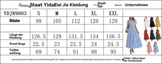 EB | Kleid mit V-Ausschnitt und plissierten Blasenärmeln