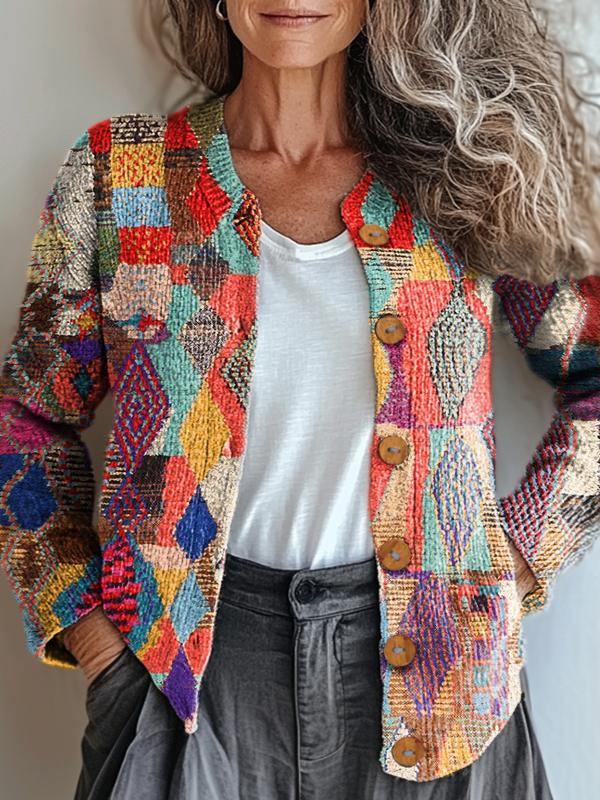 EB | Mehrfarbiges Flickenmuster-Jacke
