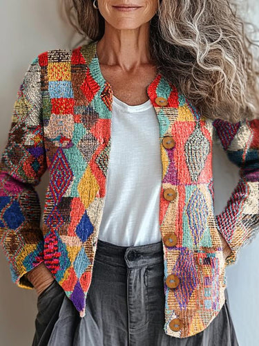 EB | Mehrfarbiges Flickenmuster-Jacke