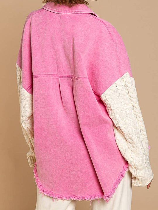 EB | Kabelstrick Raw Hem Denim Jacke