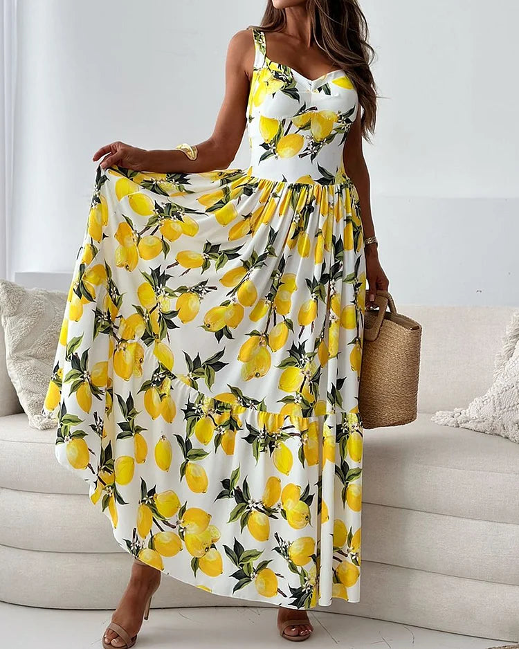 EB | Riemchenkleid mit Zitronendruck