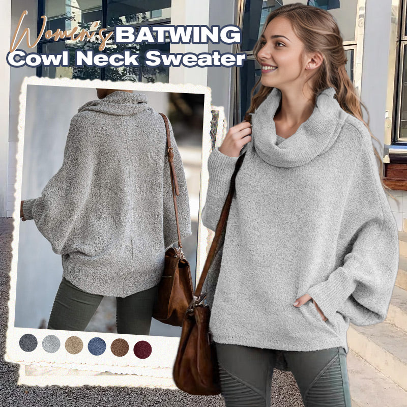 EB | Gemütlicher Batwing-Pullover mit Wasserfallausschnitt und Taschen