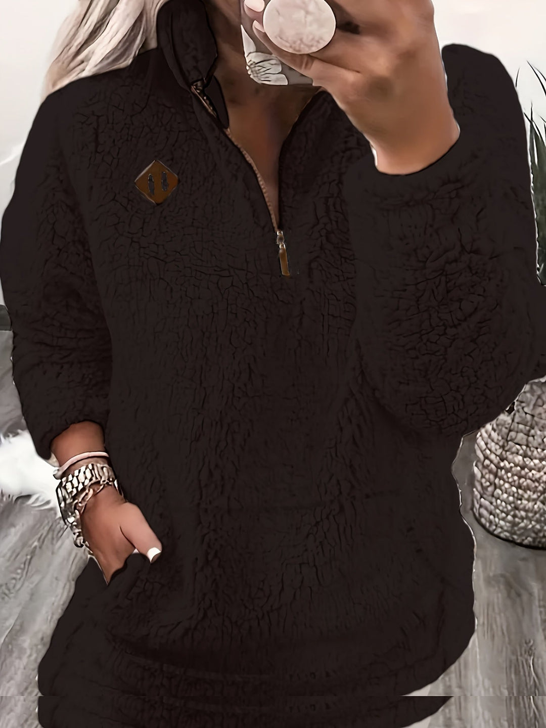 EB | Leichtgewicht Fleece-pullover mit Reißverschluss Polyester Warm und Bequem