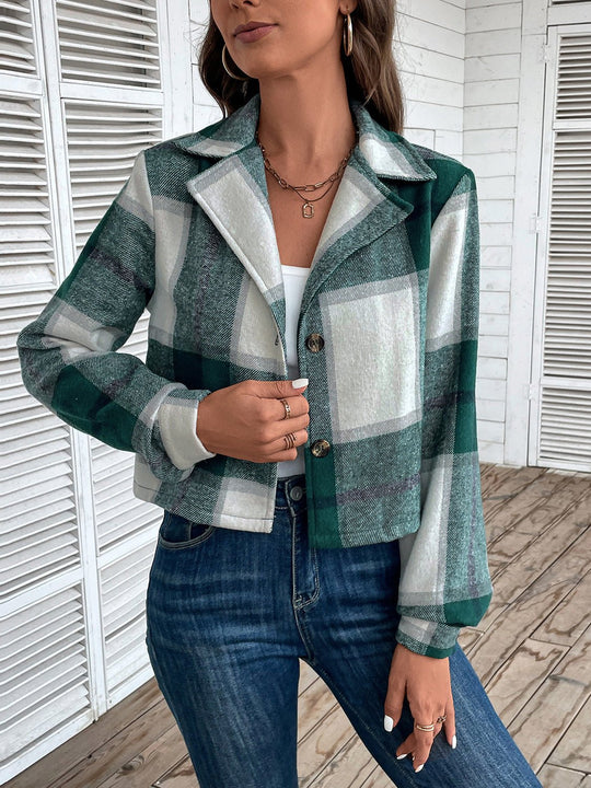 EB | Kurze Hemdbluse mit Karomuster Knopfverschluss Lässig und Stilvoll