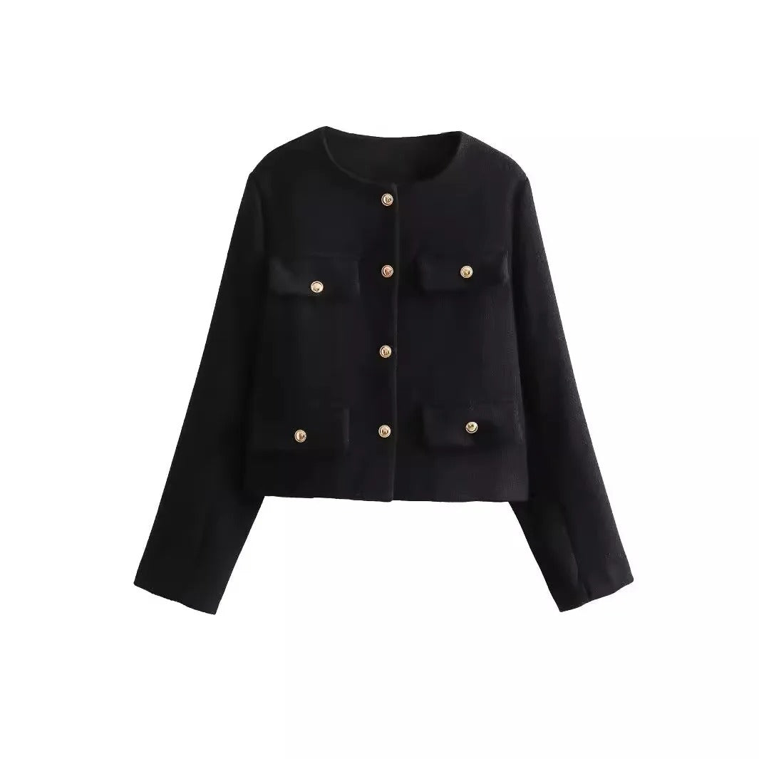 EB | Elegant und schicke Damen Blazerjacke mit Struktur und Knöpfen
