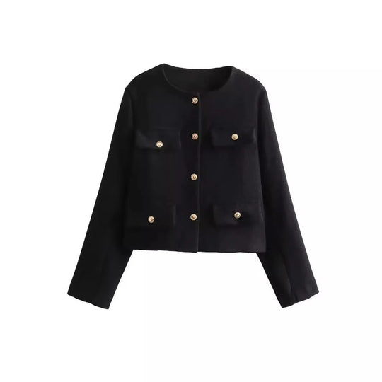 EB | Elegant und schicke Damen Blazerjacke mit Struktur und Knöpfen
