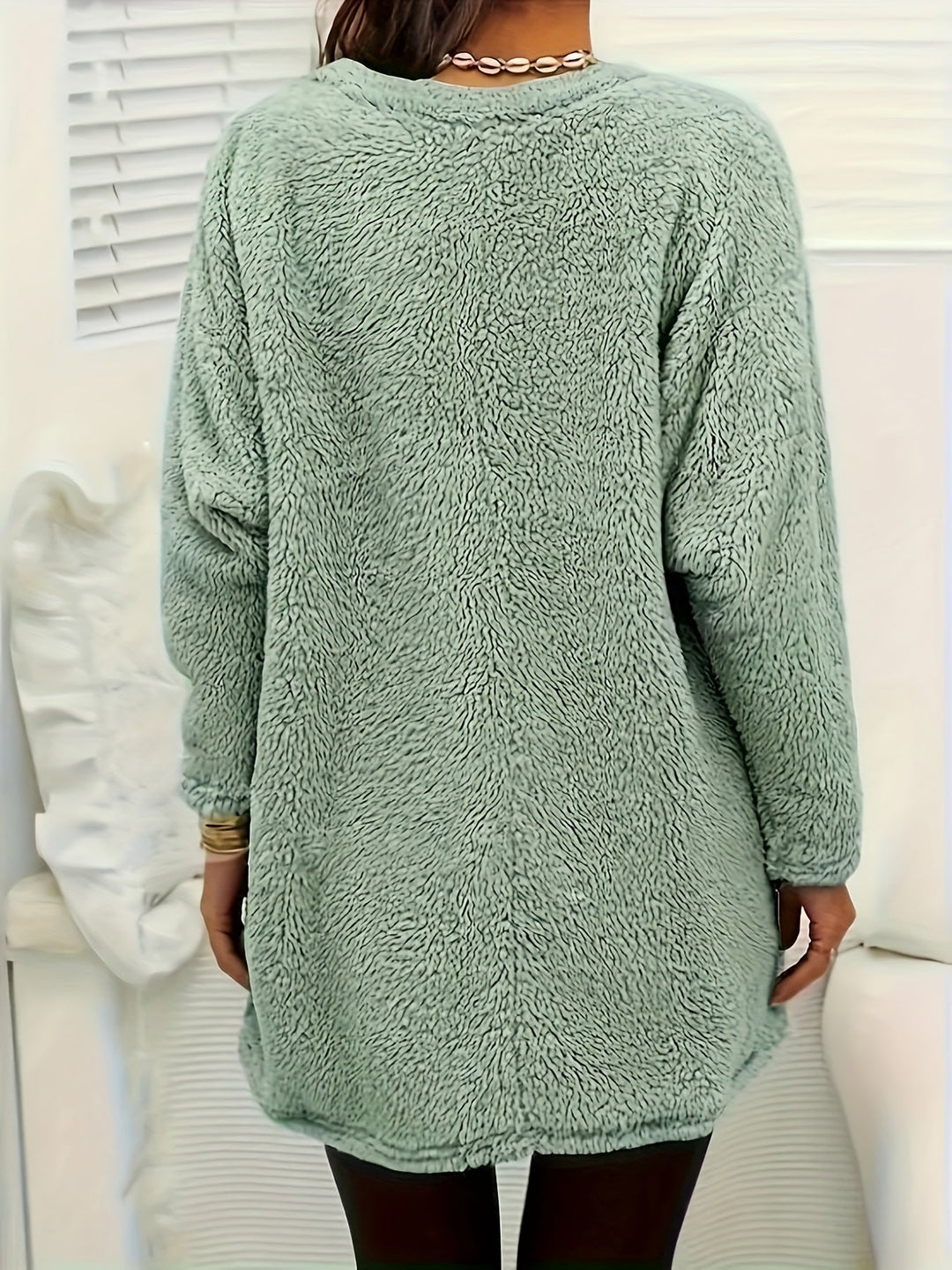 EB | Lang Teddy Tunika mit Taschen Polyester Warm und Stilvoll