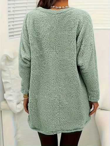 EB | Lang Teddy Tunika mit Taschen Polyester Warm und Stilvoll