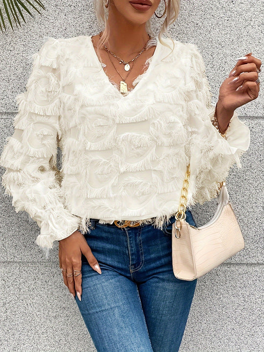 EB | Elegantes Top mit Fransen-details Polyester Stilvoll und Bequem