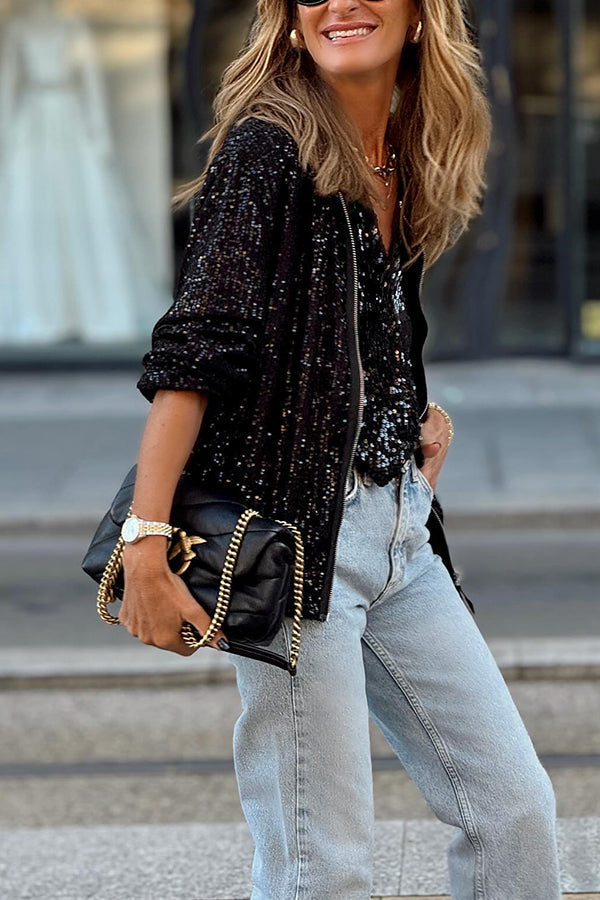 EB | Mode klassische Paillettenjacke