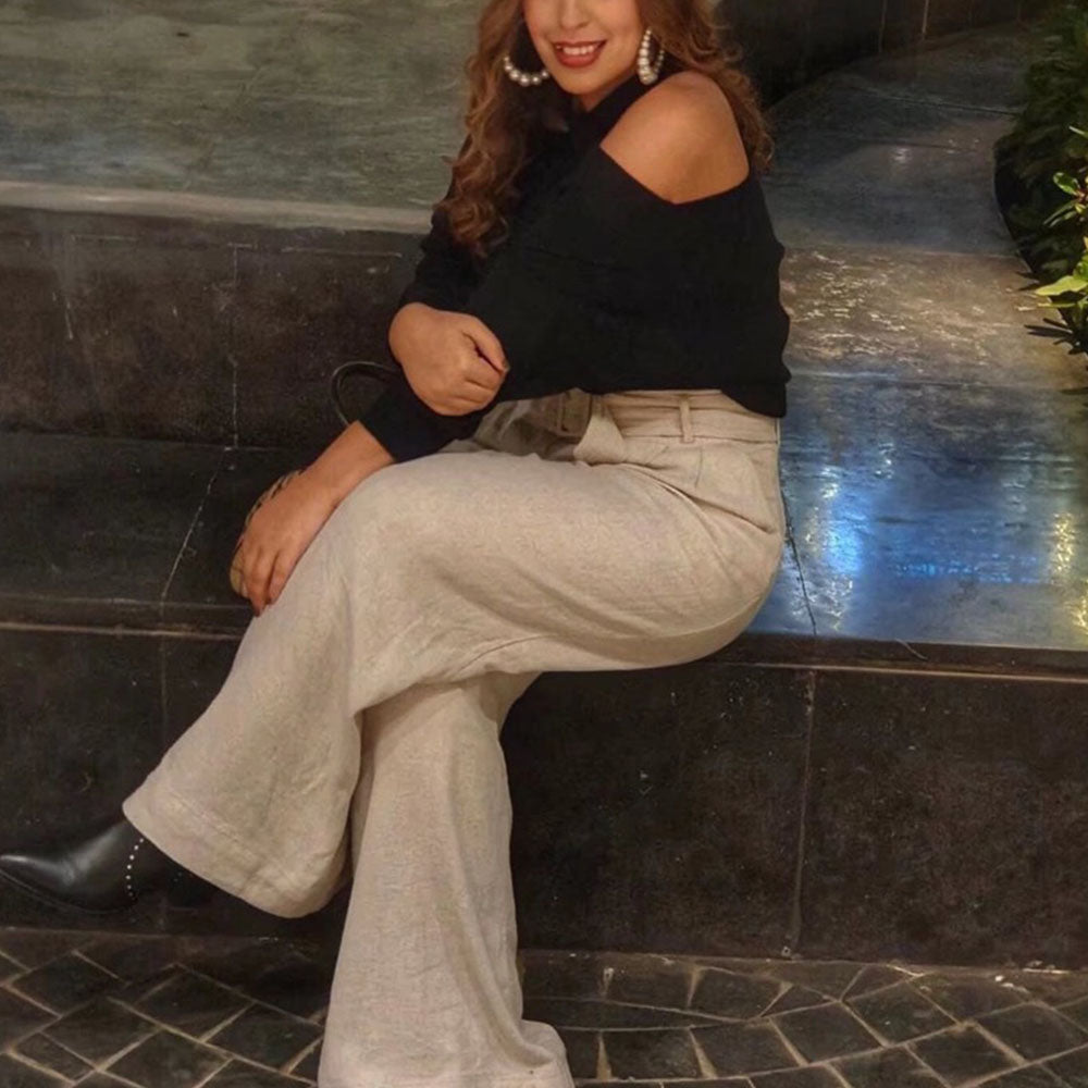 EB | Off-shoulder Pullover Weicher Strick Trendy und Elegant