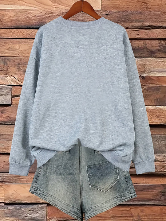 EB | Sweatshirt mit Künstlerischem Gesicht Baumwolle Trendy und Bequem