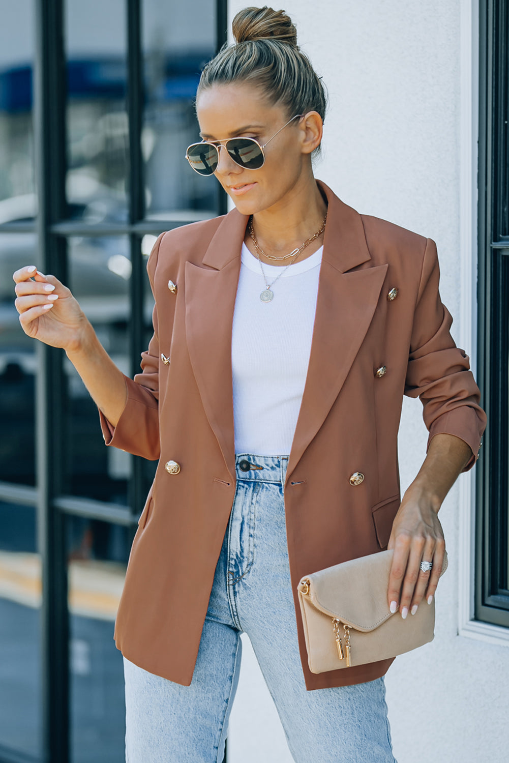 EB | Doppelreiher-Reverskragen Langarm Blazer