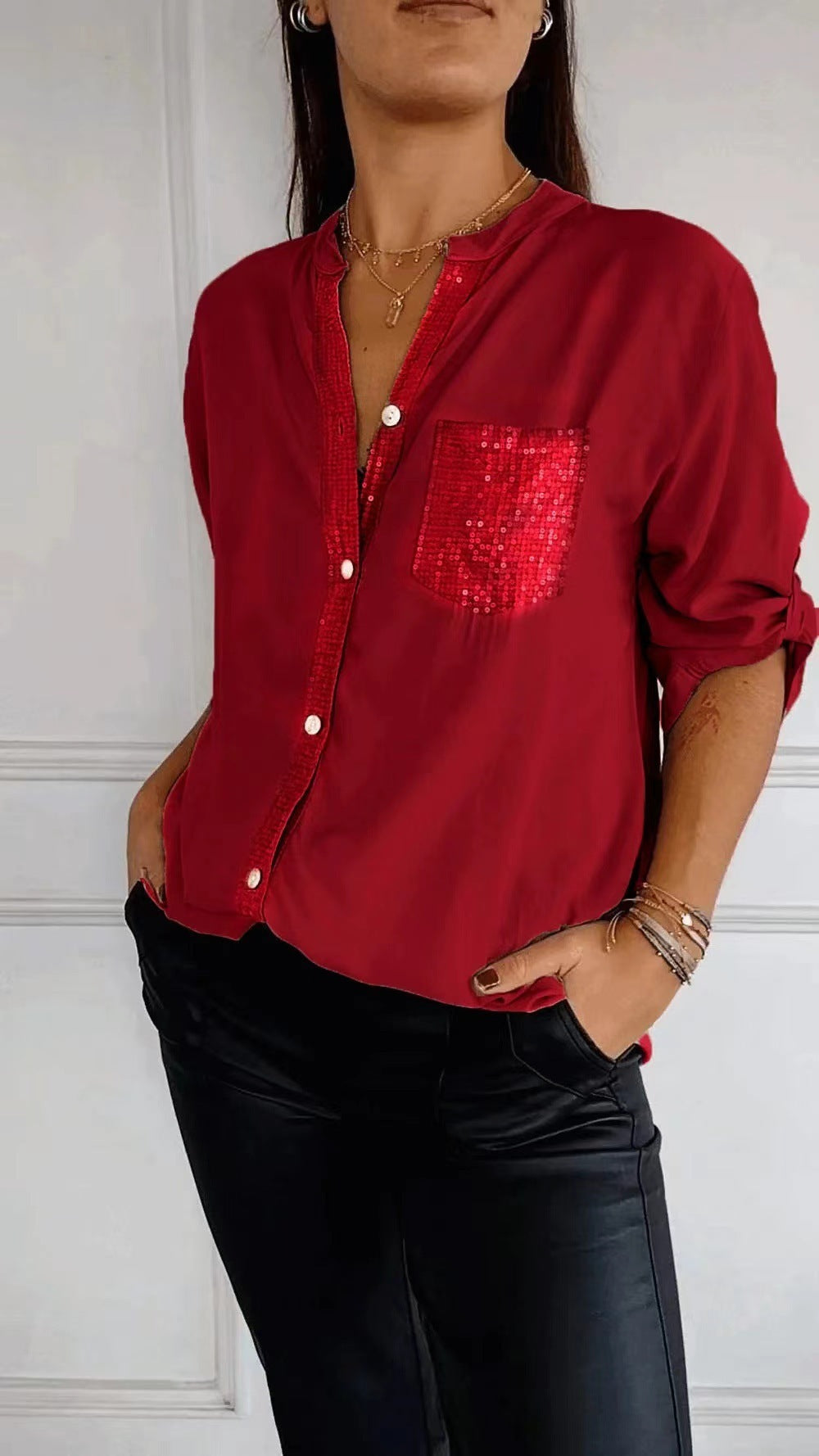EB | Glitzerbluse Mit Paillettentasche