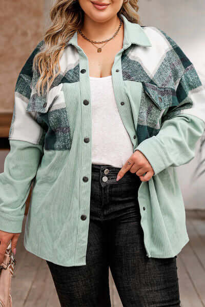EB | Plus Size Karos Shacket Jacke für Damen