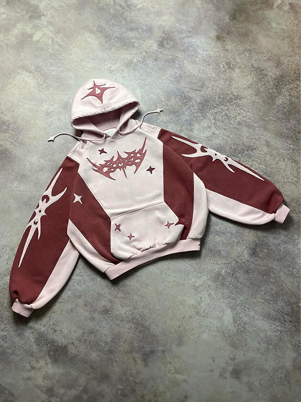 EB | Kontrastfarbe Buchstaben Oversized Hoodie mit Langen Ärmeln