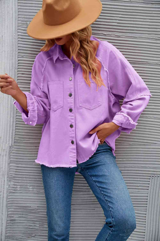EB | Raw Hem Kragen Denimjacke