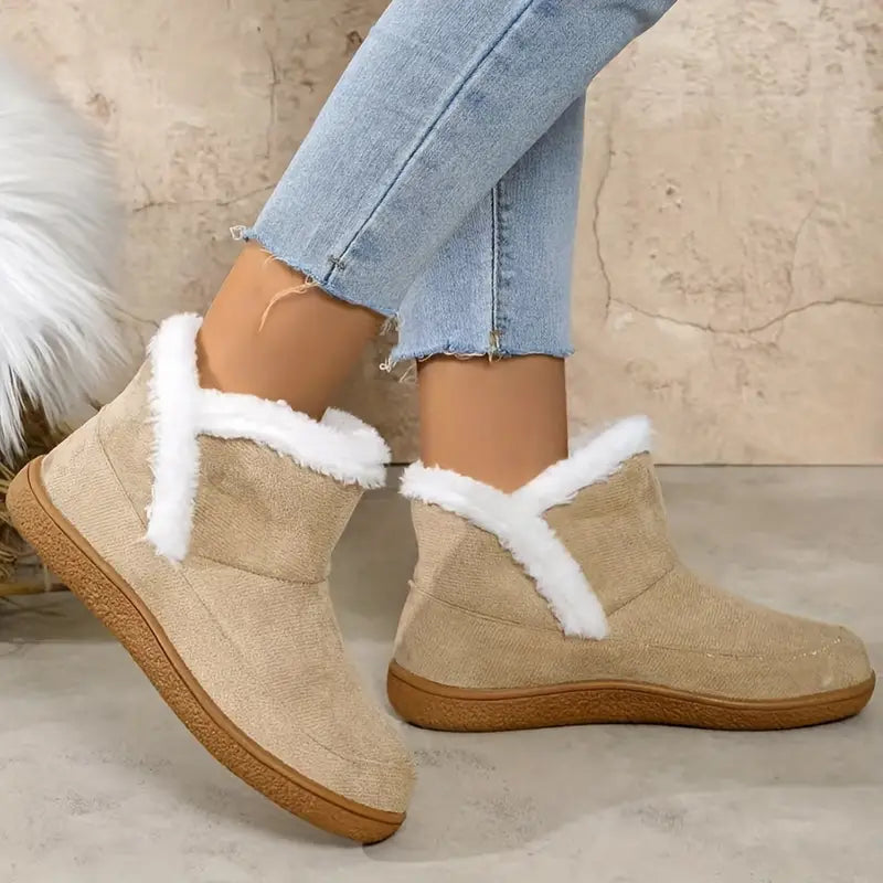 EB | Damen Plüschfell Winter Stiefeletten