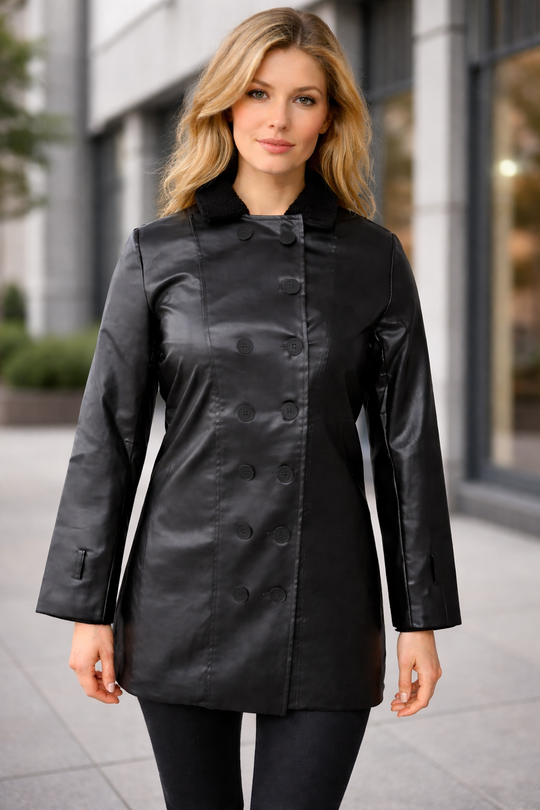EB | Eleganter Leder Trenchcoat