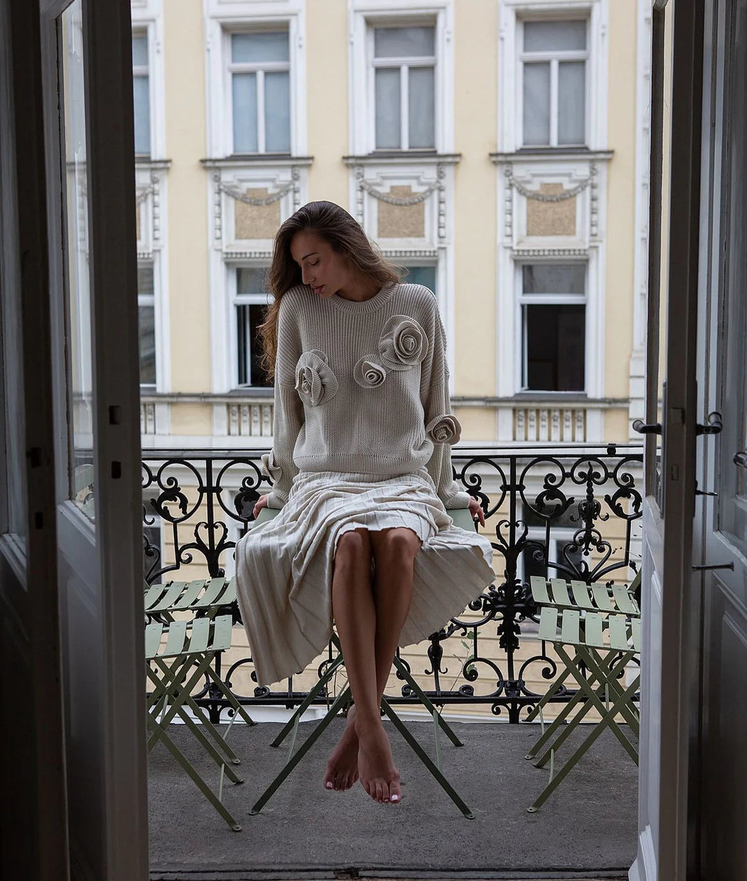 EB | Gemütlicher 3D Rosenstrickpullover mit Lässiger Passform