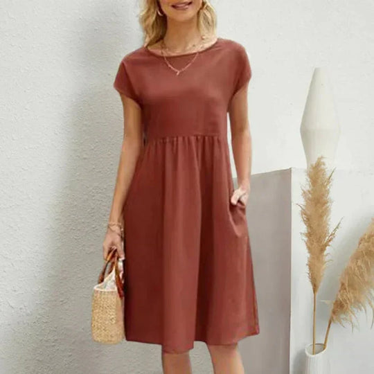 EB – baumwollkleid für damen mit rundem ausschnitt