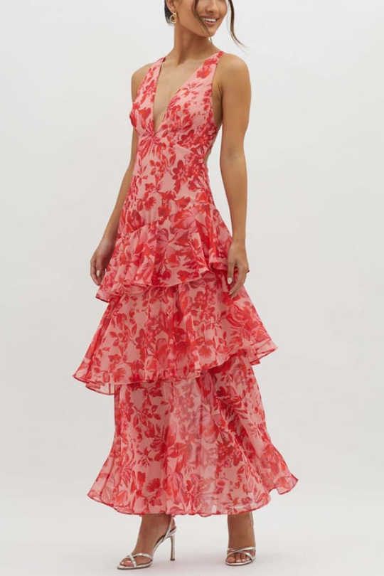 EB | Träger-Rücken Rüschens Maxi Kleid