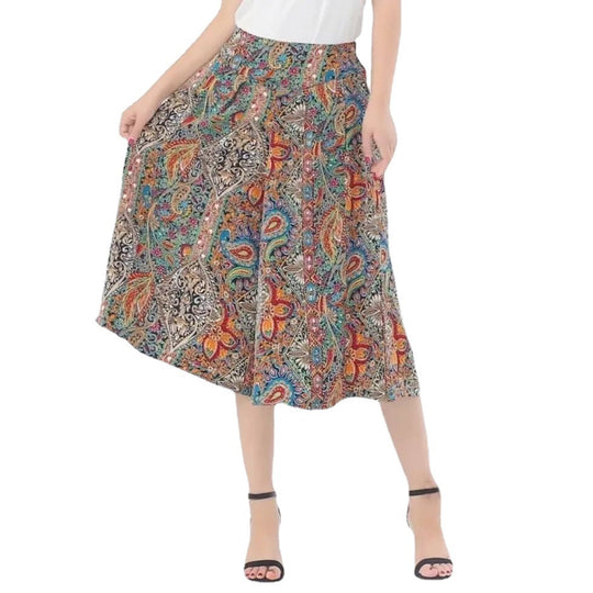 EB | Damen Chiffon Culottes mit Breiten Beinen und Hoher Elastischer Taille