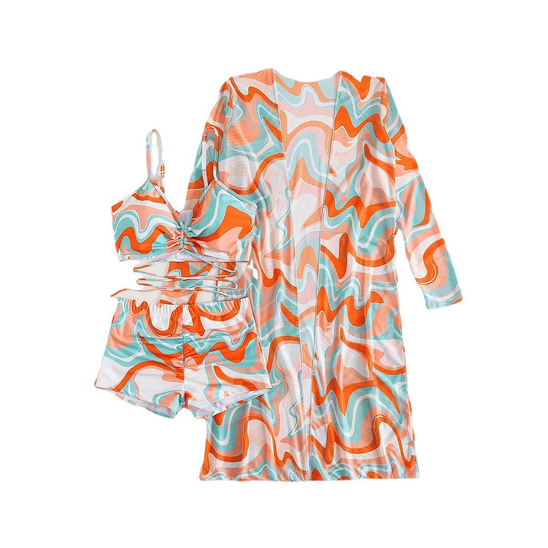 EB | Dreiteilige Bluse mit hoher Taille und langen Ärmeln mit Kordelzug