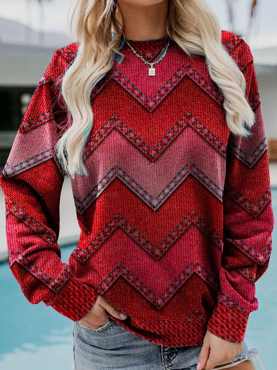 EB | Lässiges Sweatshirt mit Zickzack-muster Weich und Trendy Perfekt für Den Alltag